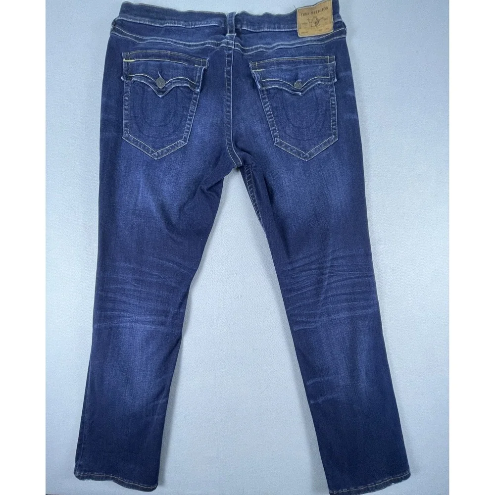 True Religion Jeans Mens 40 Blue Ricky Relaxed Straight Dark Wash Denim Casual